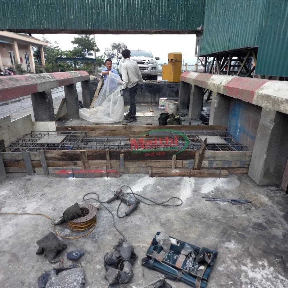Thi công móng cốt thép cho trạm cân 80 tấn