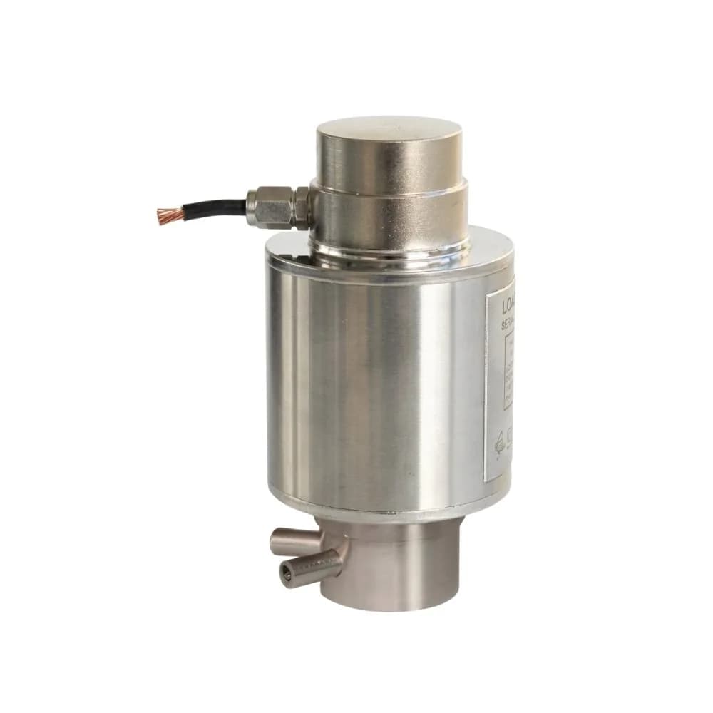 Loadcell trụ Keli QS-A inox với chốt định vị đáy và cáp tín hiệu shielded
