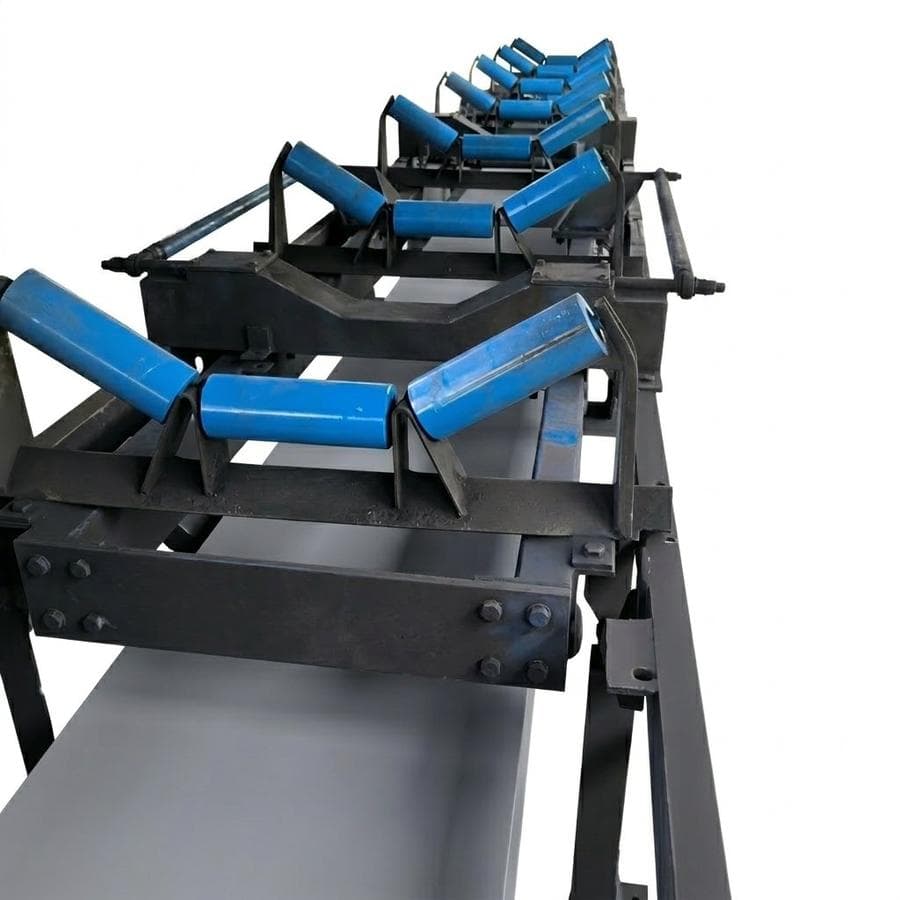 Cân băng tải tại Than Núi Hồng VVMI - khung cân và con lăn xanh sau sửa chữa