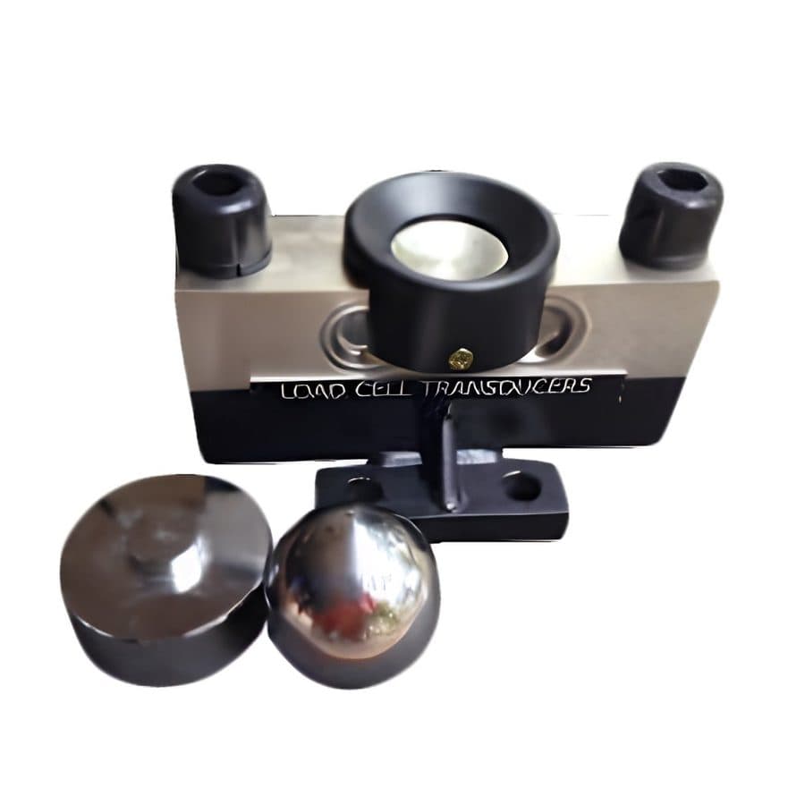 Cận cảnh thân loadcell cầu bi với đế chén tháo rời, viên cầu bi inox và chốt định vị