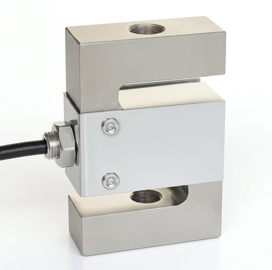 Loadcell chữ Z thân thép phay CNC với đai ép cố định strain gauge và cable gland chống nhiễu