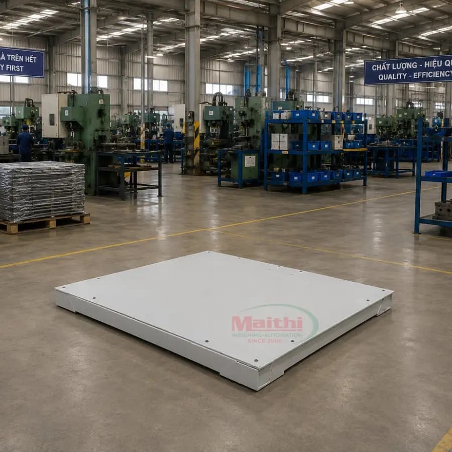 Cân sàn công nghiệp phiên bản inox trong nhà máy